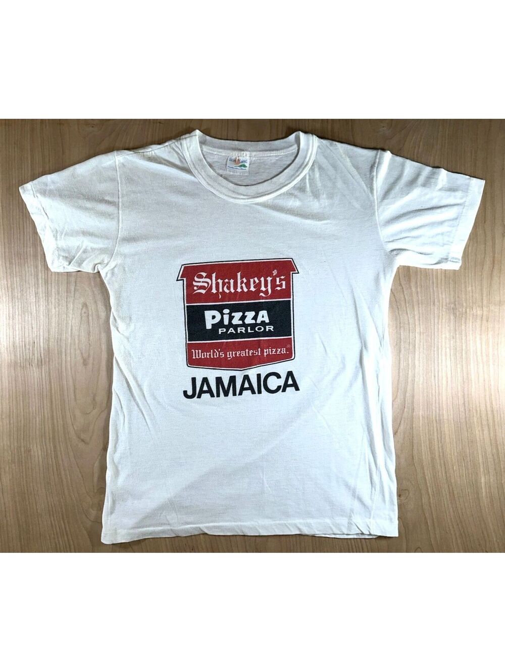 vintage 70s Shakey's Pizza Jamaica tshirt Sun Island single stitch tourist